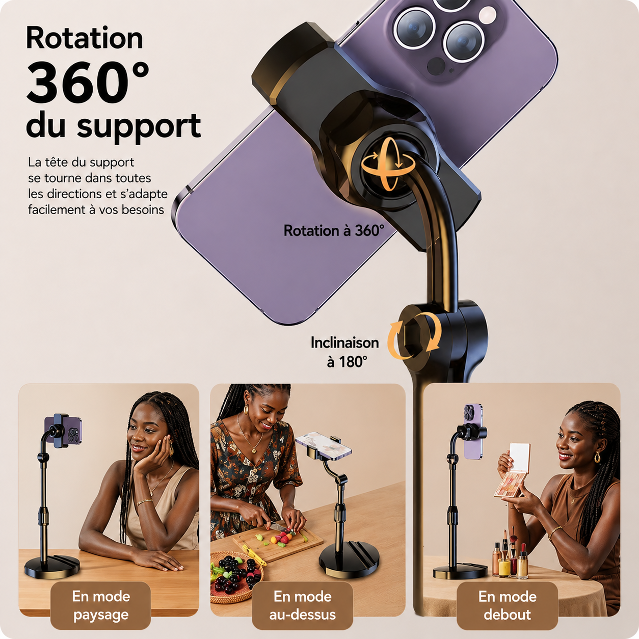 Support Bureau 2en1 Téléphone & Tablette